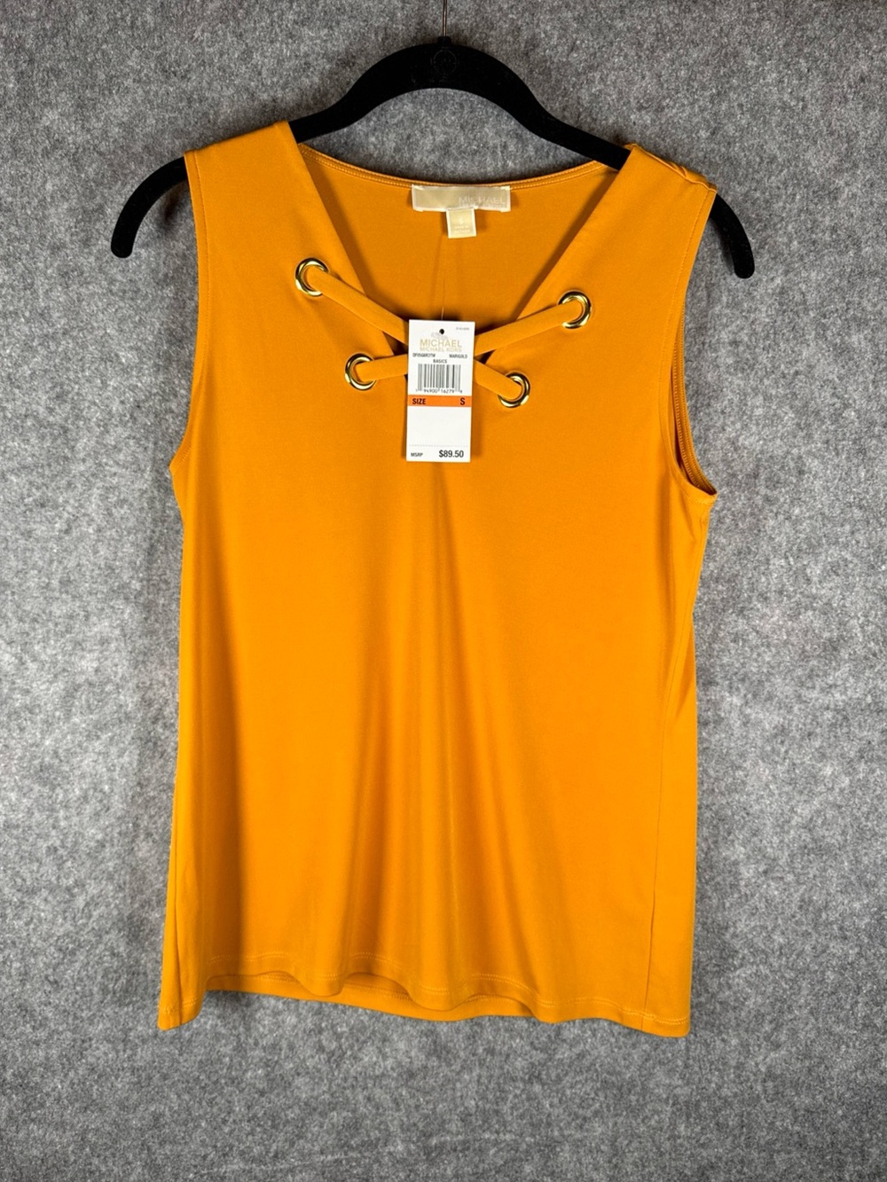 Michael Kors Marigold Yellow Criss-Cross sleeveless Tank Top, Small NWT